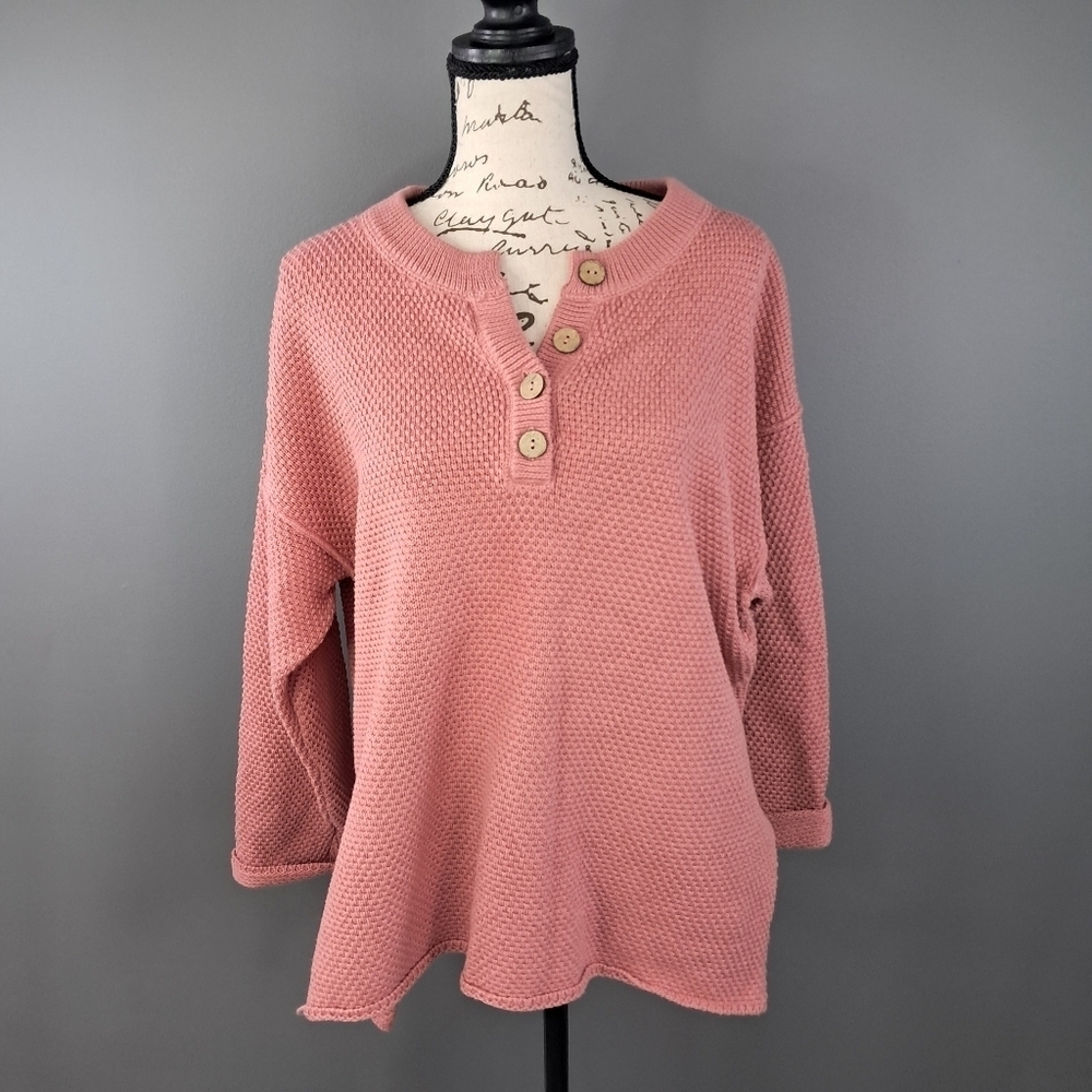 Free People Beach Women Hailey Hailee Waffle Knit Sweater Rosie Pink Size XS